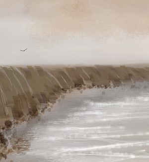 Close-up of Coastal Serenity print by DT Art Studio.