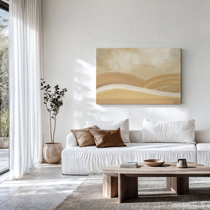 Over The Hills limited edition landscape canvas print unframed – abstract golden hills wall art Australia