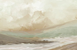 Harmony's Promise – Soft sage and cream coastal landscape, limited edition canvas print | DT Art Studio.