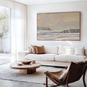 Ocean Bloom large canvas print displayed in room, Queensland coastal wall art by DT Art Studio.