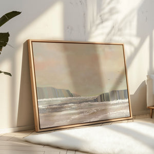 Ocean Bloom abstract canvas print, soft pastel coastal tones by DT Art Studio.