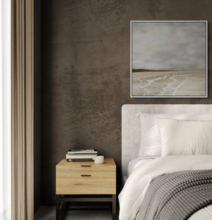 Whispers of Light abstract coastal canvas print in white floating frame – premium wall art Australia