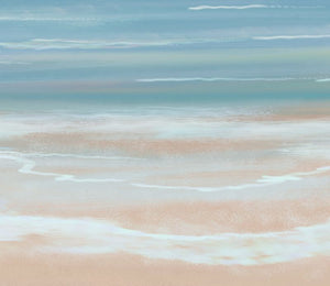 Coastal Azure abstract seascape print – crystal blue ocean and sandy shore, limited edition print DT Art Studio.