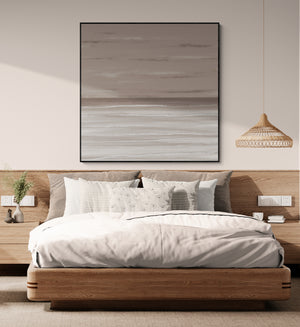 Dusk abstract seascape canvas print in black floating frame – limited edition coastal wall art Australia