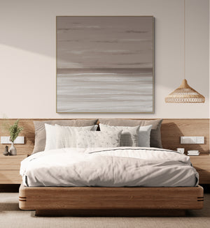 Dusk abstract seascape canvas print in oak floating frame – limited edition coastal wall art DT Art Studio.