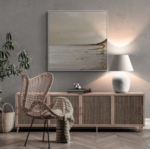 Unbound abstract seascape canvas print in boho interior – premium limited edition wall art Australia